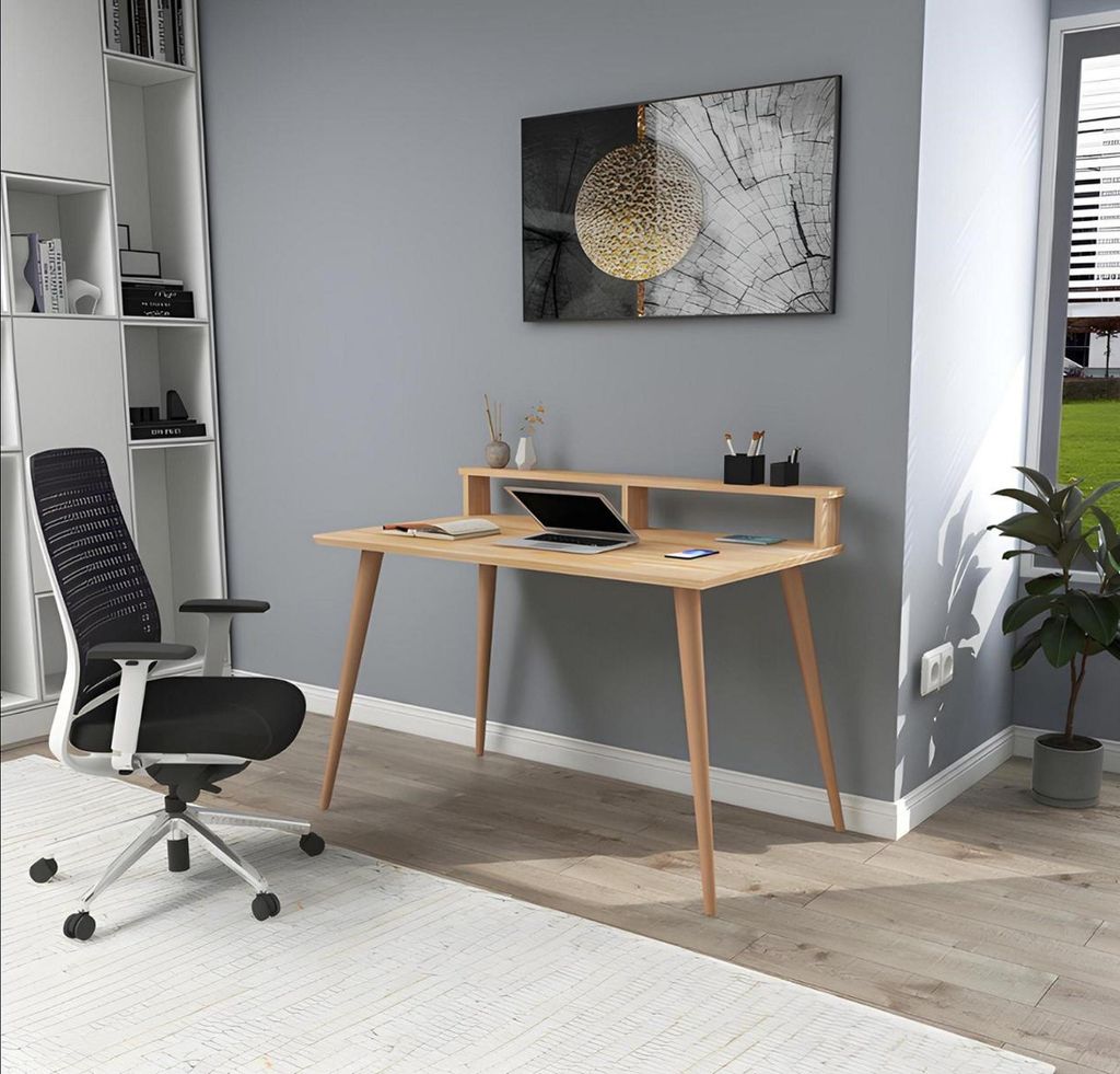 Hellbrauner Arbeitstisch Designer Computertisch Holz Möbel