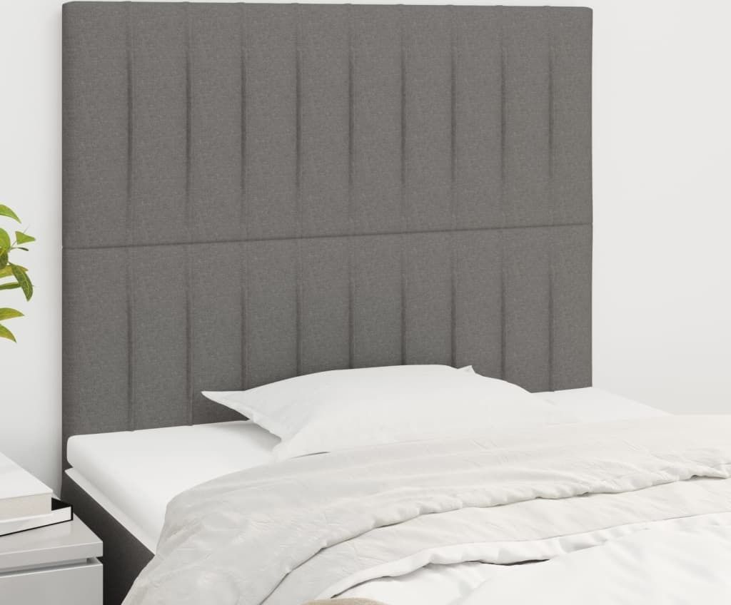The Living Store Kopfteile 2 Stk. Dunkelgrau 90x5x78/88 cm Stoff