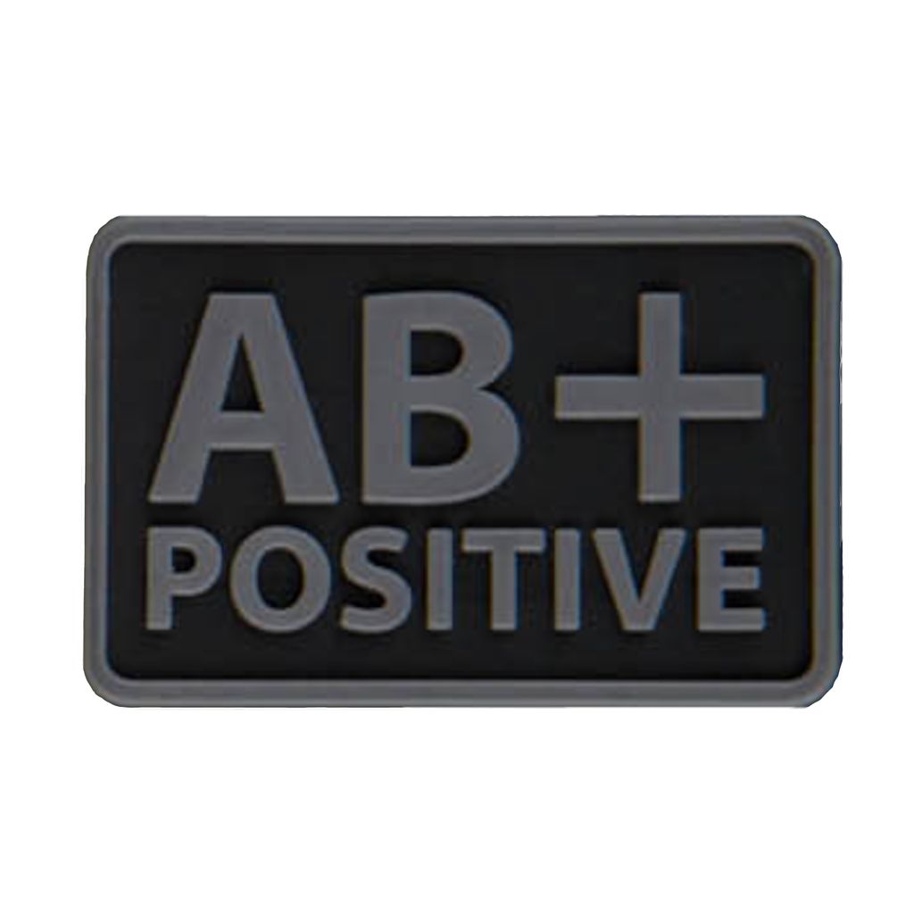 Helikon-Tex Blutgruppen-Emblem (2er-Set) – PVC – in mehreren Varianten erhältlich, Farbe:Schwarz, Krew:AB/Rh+