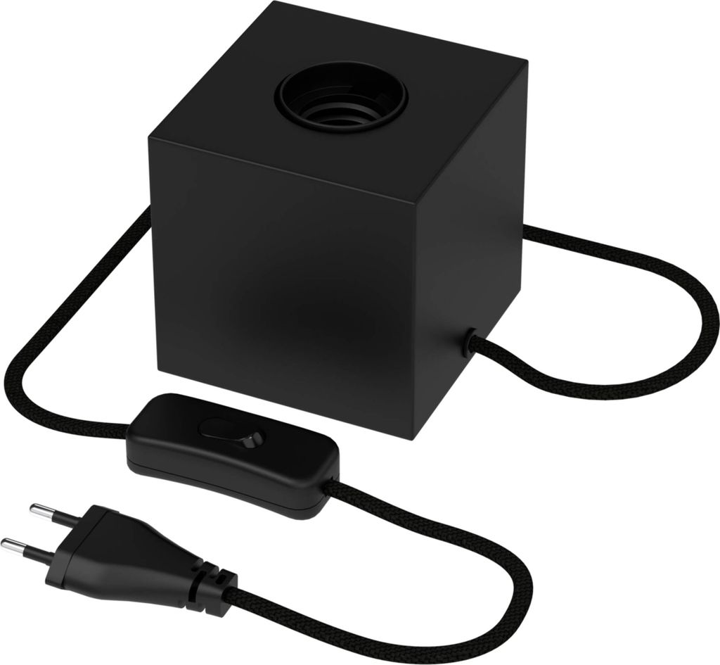 Calex Tischlampe eckig, E27, Schwarz, Ohne Leuchtmittel