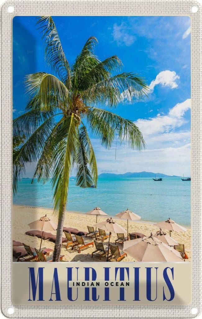 vianmo Blechschild 30x20 cm Mauritius Indischer Ozean Insel Bildmotiv Reisemotiv Abenteuer Reisen Urlaub