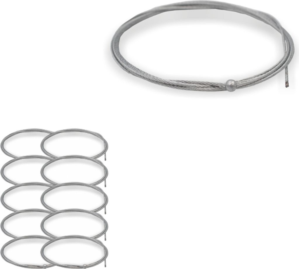 10x Edelstahl-Drahtseil Ø 1,2 mm, 7x7 mit Kugelnippel Ø 4,5 mm, Niro 1.4401 | Länge 440 mm