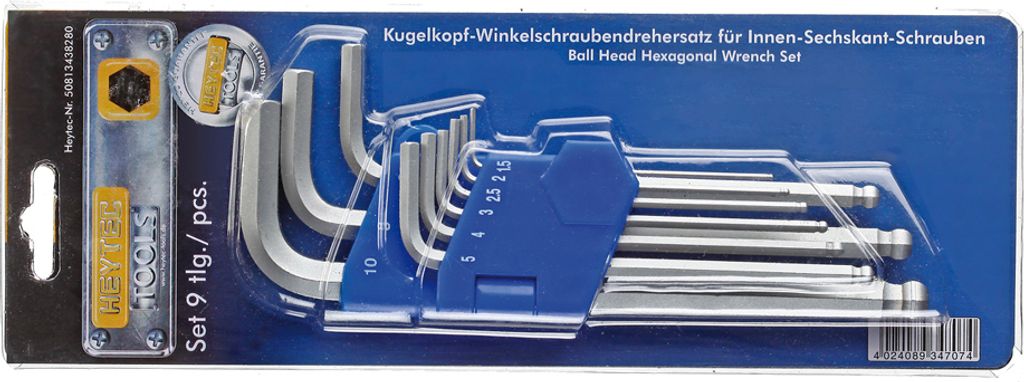 HEYTEC Sechskantschlüssel-Satz mit Kugelkopf 9-teilig