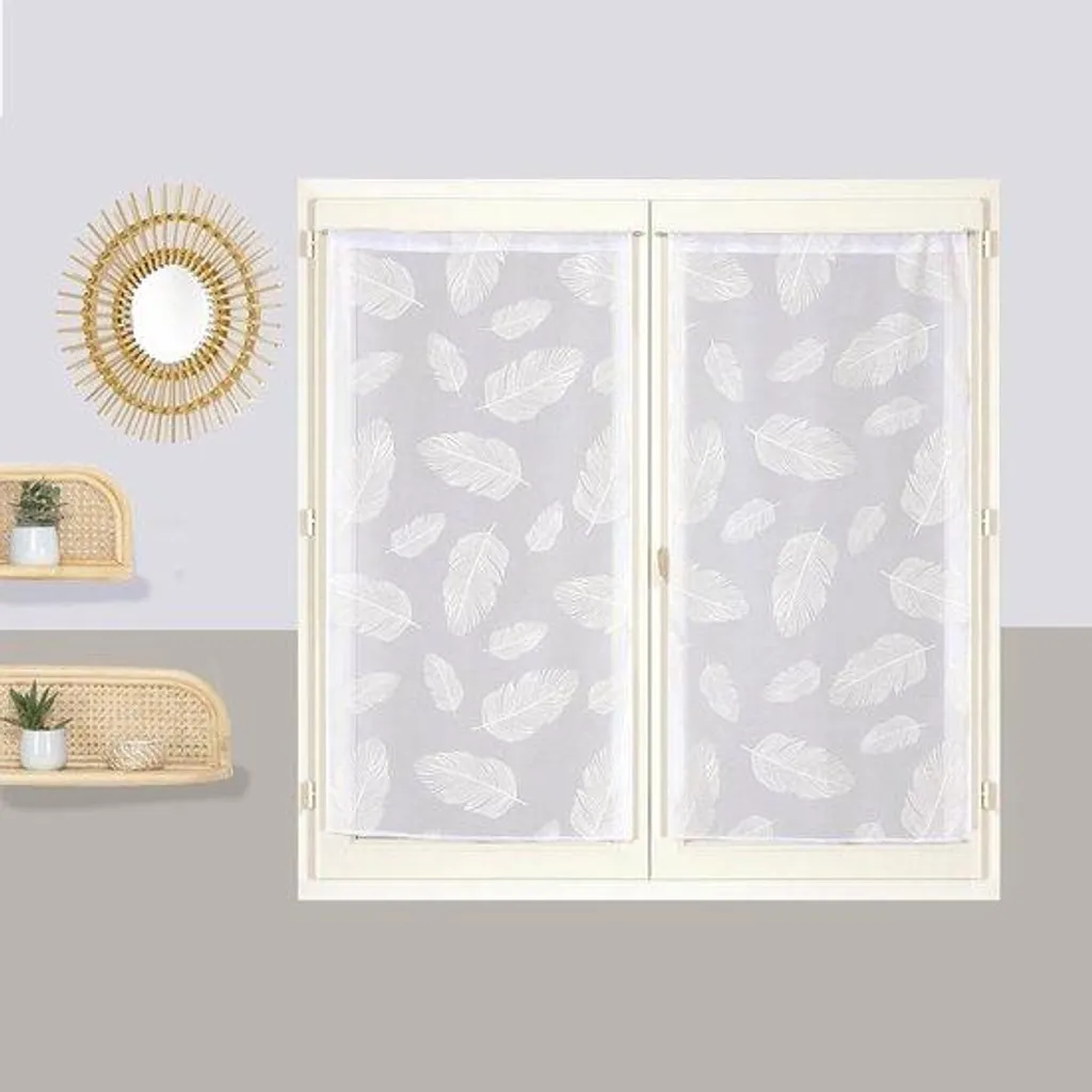 Rideau de cuisine à motif feuilles 60x120 cm pour une ambiance zen chez soi