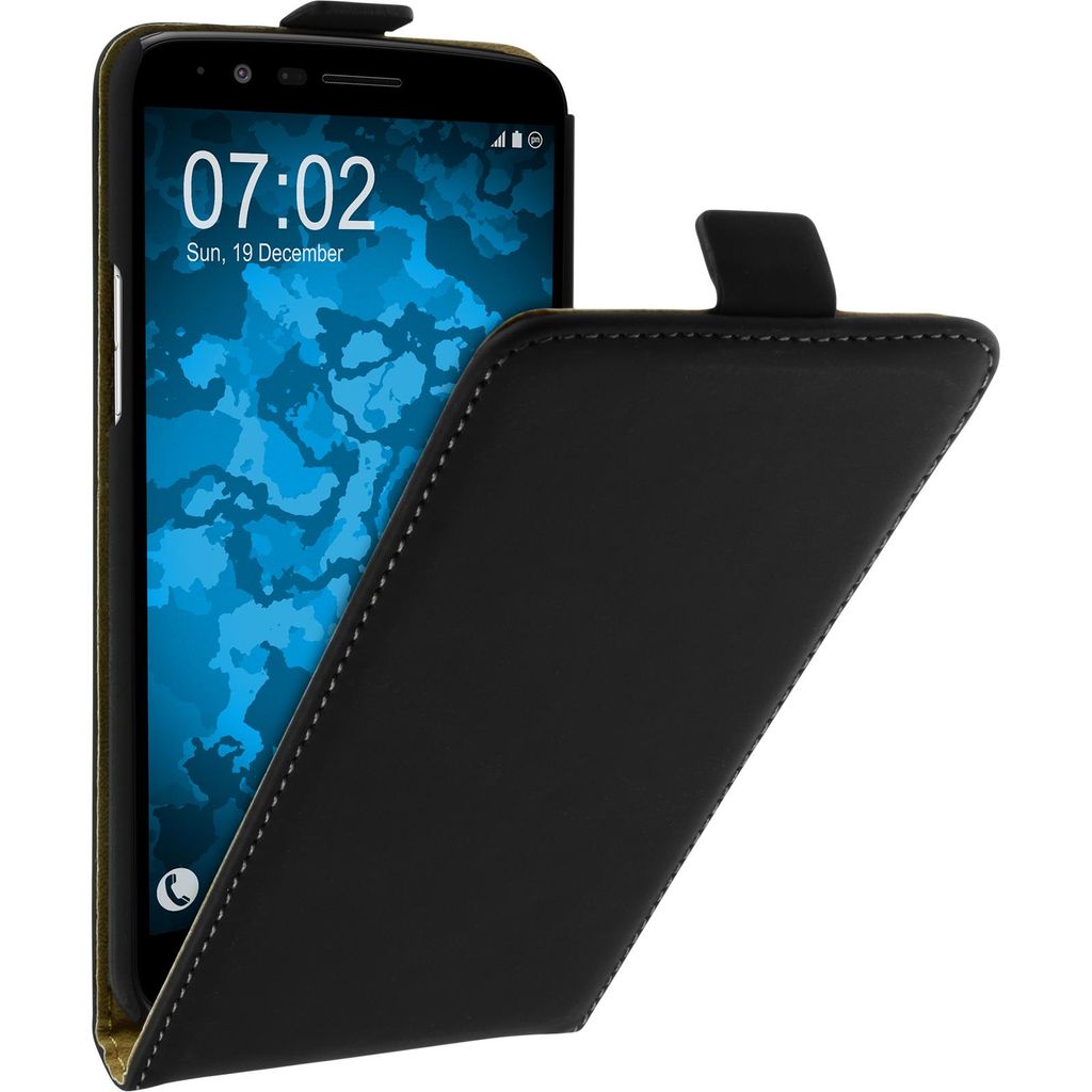 PhoneNatic Kunst-Lederhülle kompatibel mit LG Stylus 3 - Flip-Case schwarz + 2 Schutzfolien