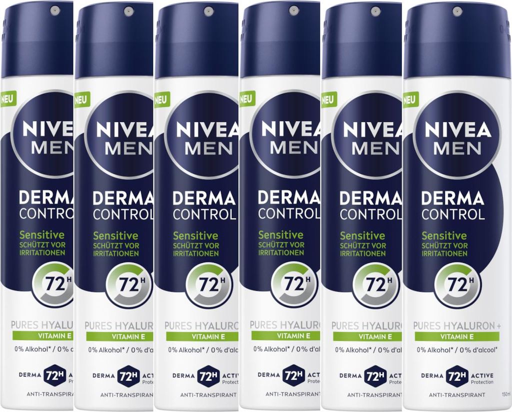 Nivea Men Deo Spray Derma Control Sensitive Packung 150ml 6er Pack