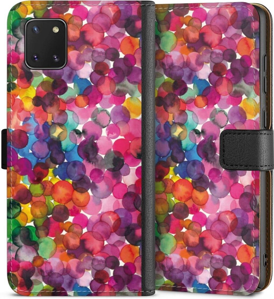 DeinDesign Klapphülle für Samsung Galaxy Note 10 lite Handytasche Lederhülle Tasche Punkte Wasserfarbe bunt