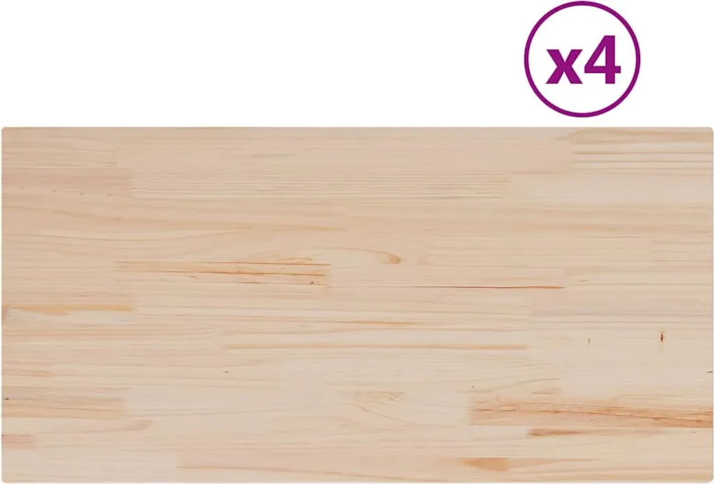 vidaXL Piani da tavolo 4 pezzi 100x50x1,7 cm rettangolari in legno di pino massiccio