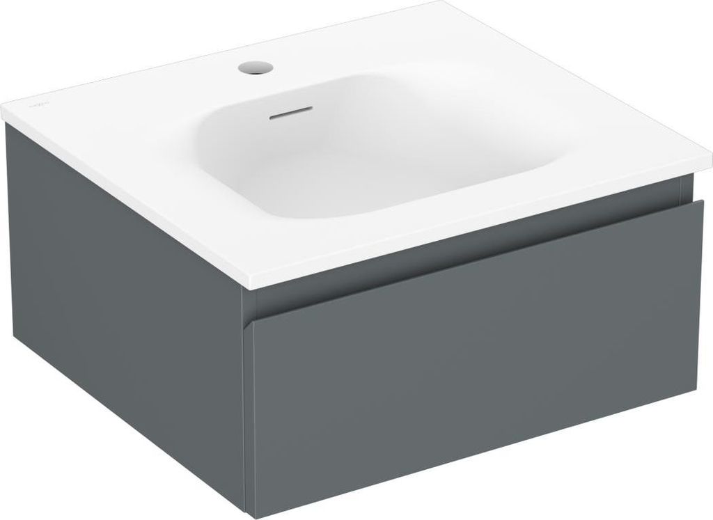 Mexen Orio Badezimmerschrank 50 cm mit Waschbecken Vela, 1 Schublade, Graphit matt/Weiß matt - 91A10-05023-1-BF66-W23M01