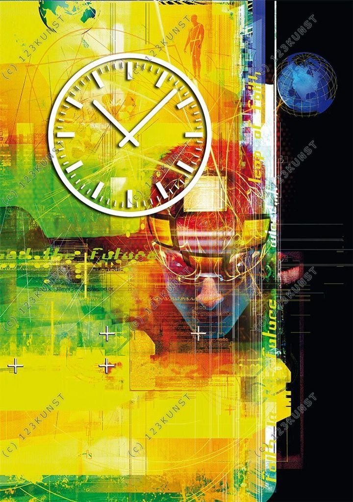 3883 Dixtime Designer Wanduhr, Wanduhren, Moderne Wohnraumuhr 70cm x 100cm