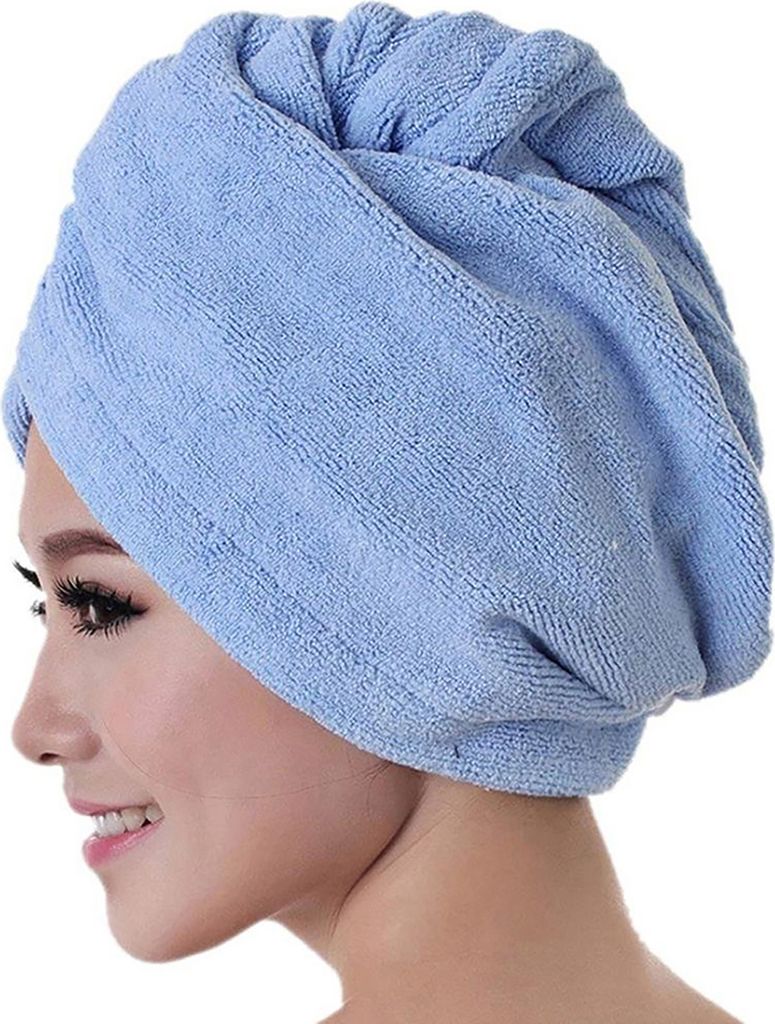 Haare Turban atmungsaktiv stark absorbierende Mikrofaser -Haar -Trocknungstuch für Badezimmer-Blau
