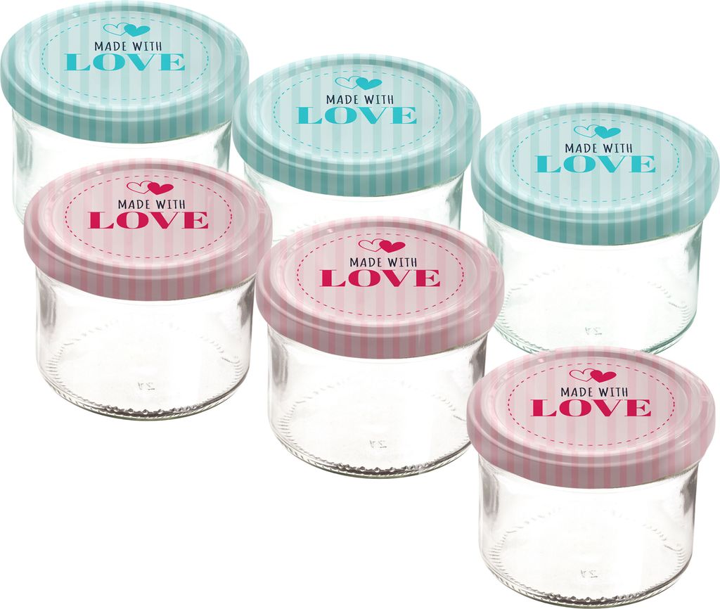 Einmachglas mit Deckel im 6er Set - Made with LOVE - jeweils ca. 230ml