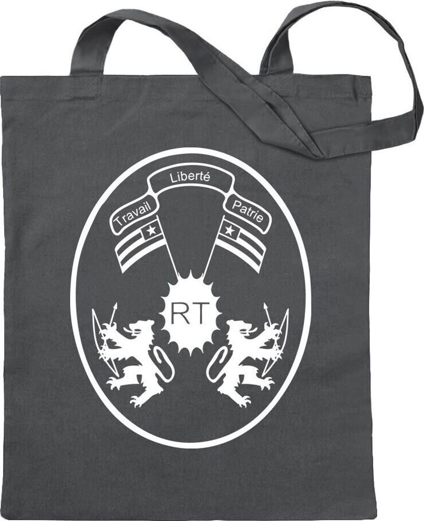 Kiwistar - Baumwolltasche - stahlgrau - Togo Wappen - Tragetasche Stoffbeutel Umhängetasche Langer Henkel