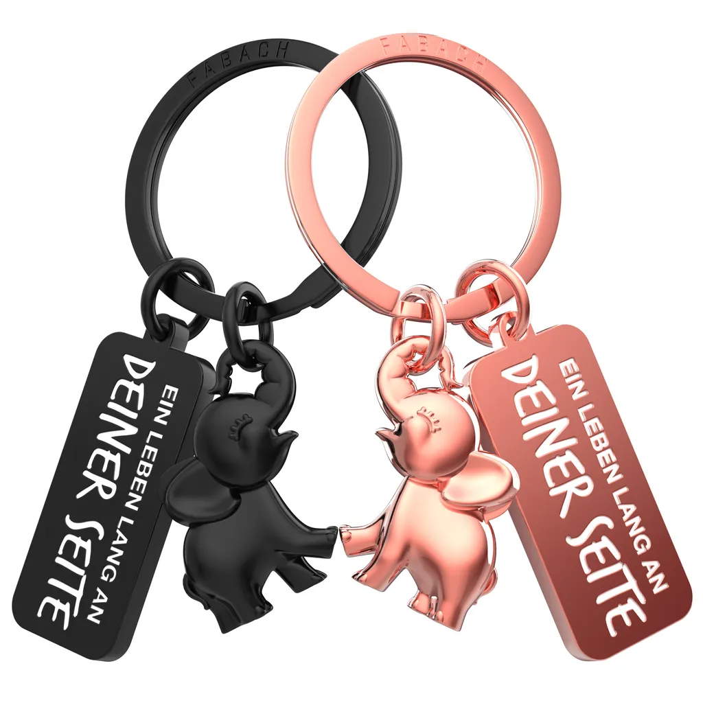 Porte-clés éléphant Jumbo magnétique pour couples - Lot de 2 gris et or