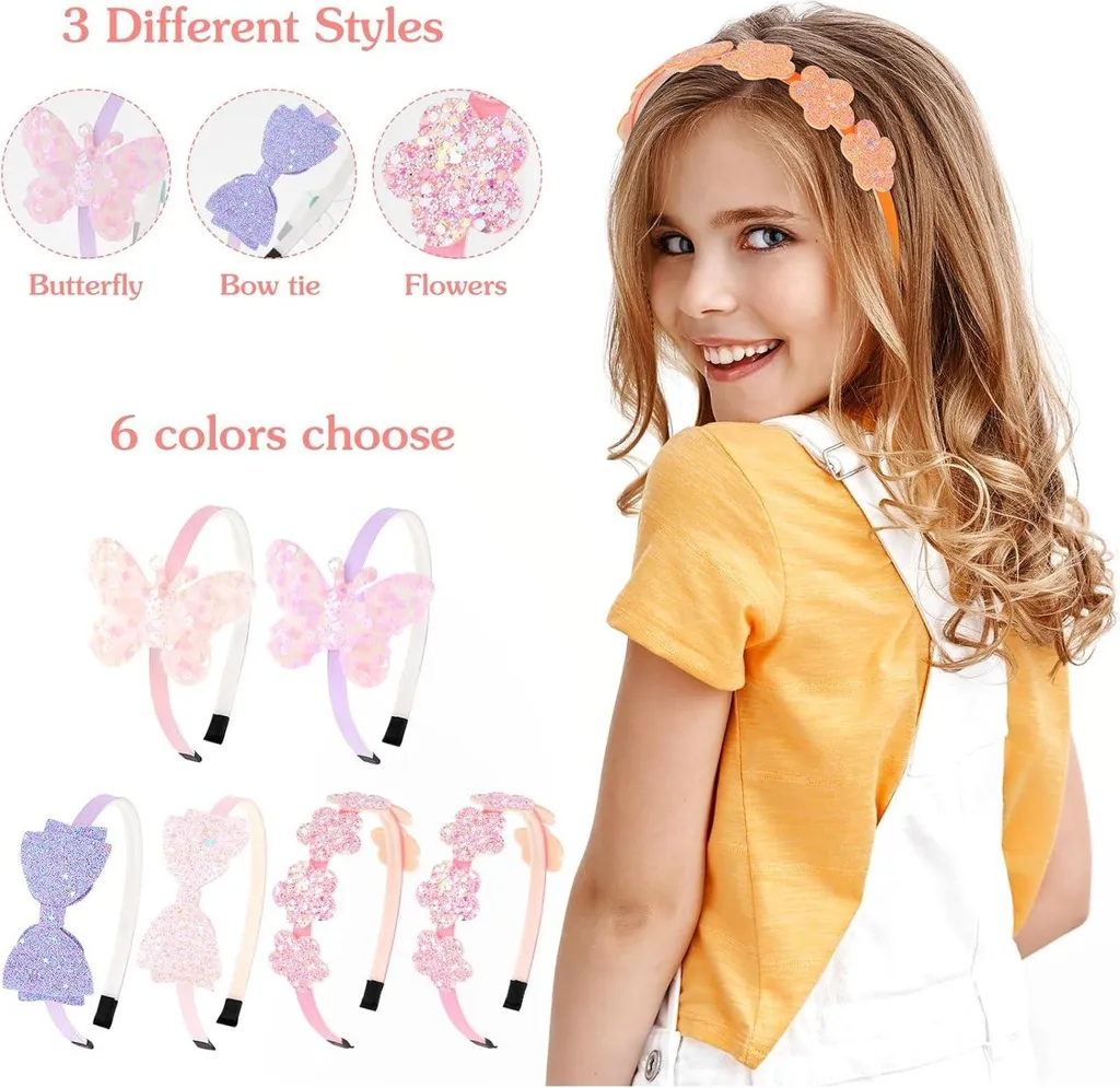 Bandeau Cheveux Scintillant 6 Pièces pour Cérémonie et Sortie Chic
