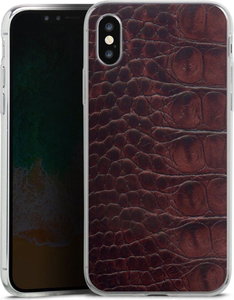 DeinDesign Slim Hülle für Apple iPhone Xs Silikon Case Ultra Dünn Handyhülle Animalprint Krokodil Leder
