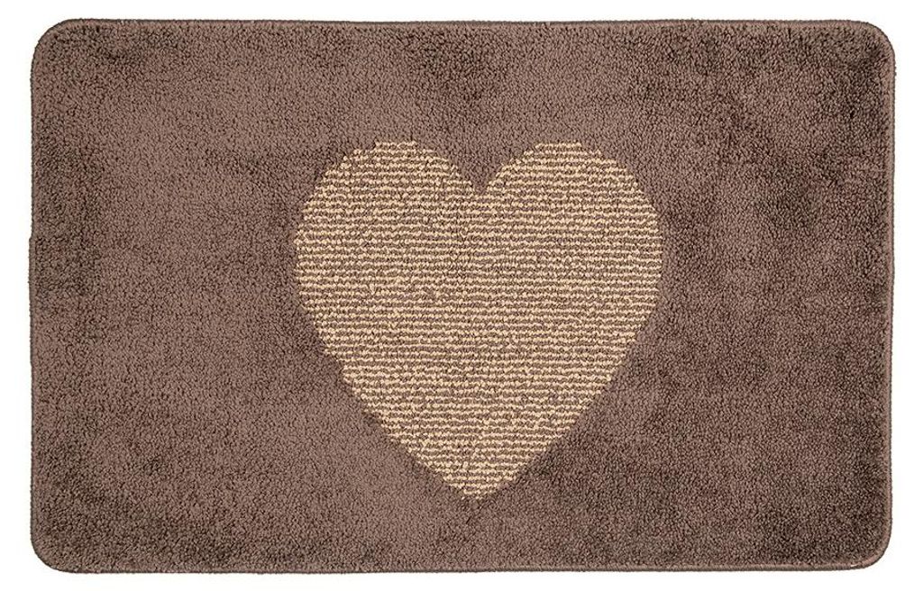 Clayre & Eef Badematte 78x48x1 cm Braun Polyester Herz