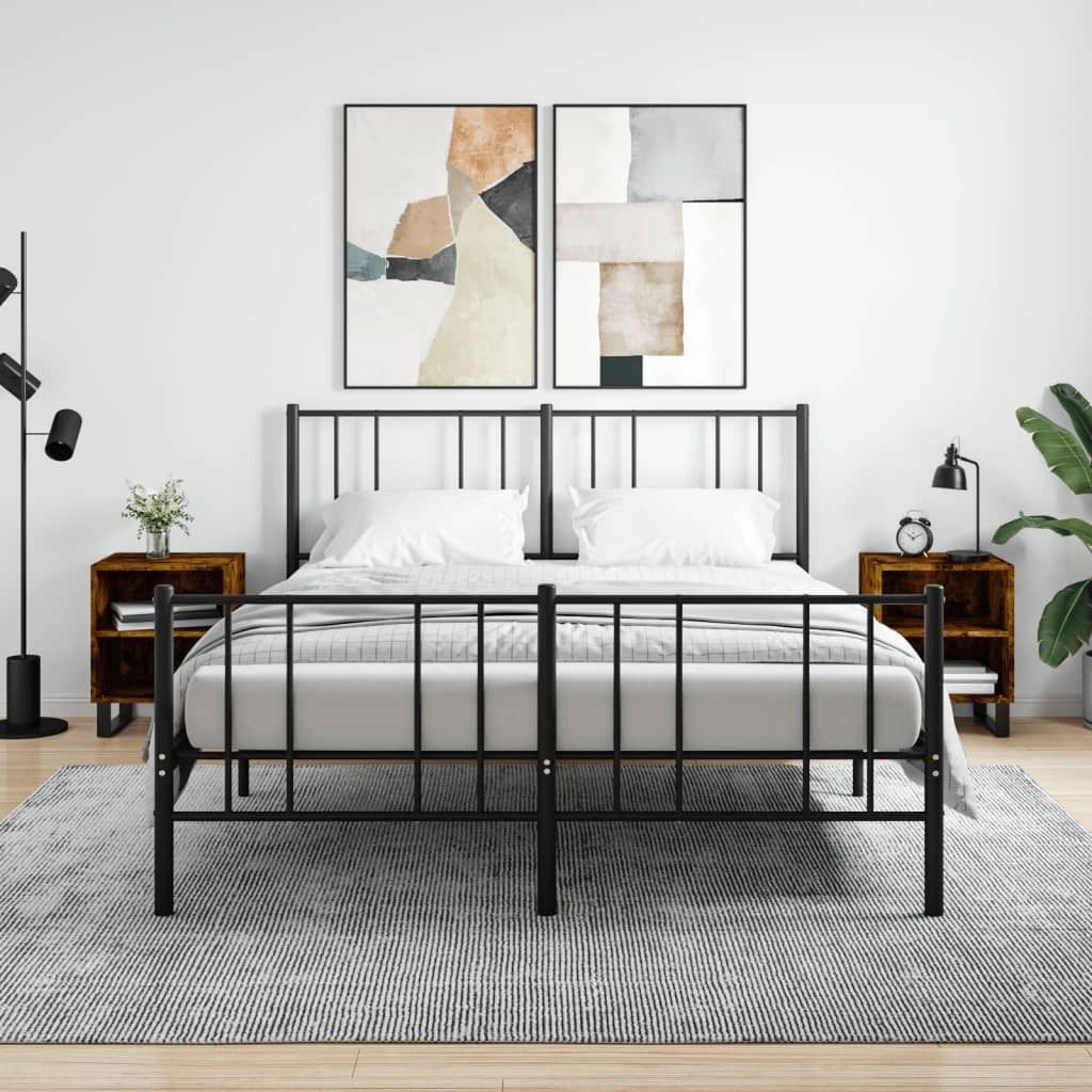 vidaXL Nachttische 2 Stk. Räuchereiche 40x30x50 cm Holzwerkstoff - Nachttisch - Nachttischschränke - Nachtschrank - Bettschrank