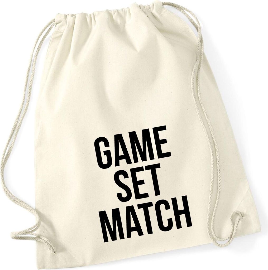 Huuraa Turnbeutel Game set match Tennis 12 Liter Natural Baumwolle Rucksack Geschenkidee