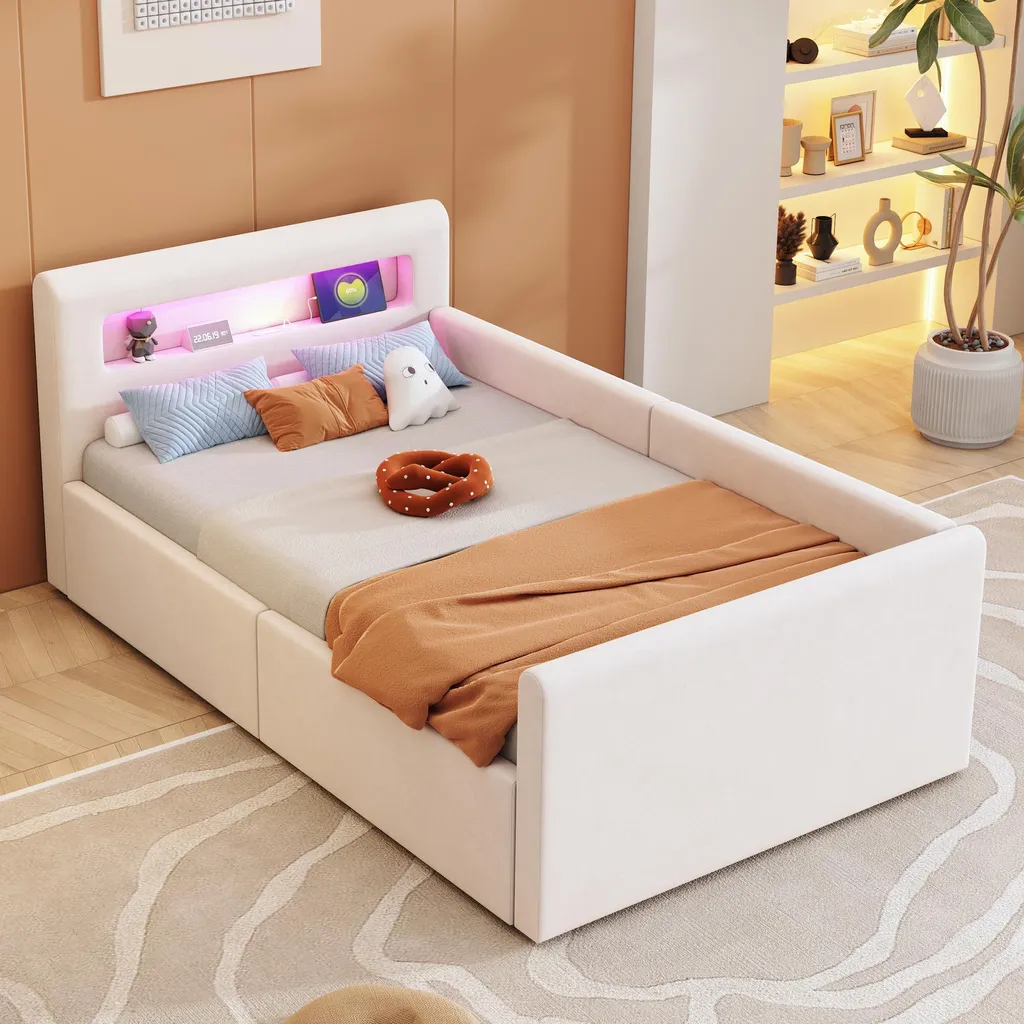 Canapé-lit avec dossier interchangeable et rangement hydraulique 90x200