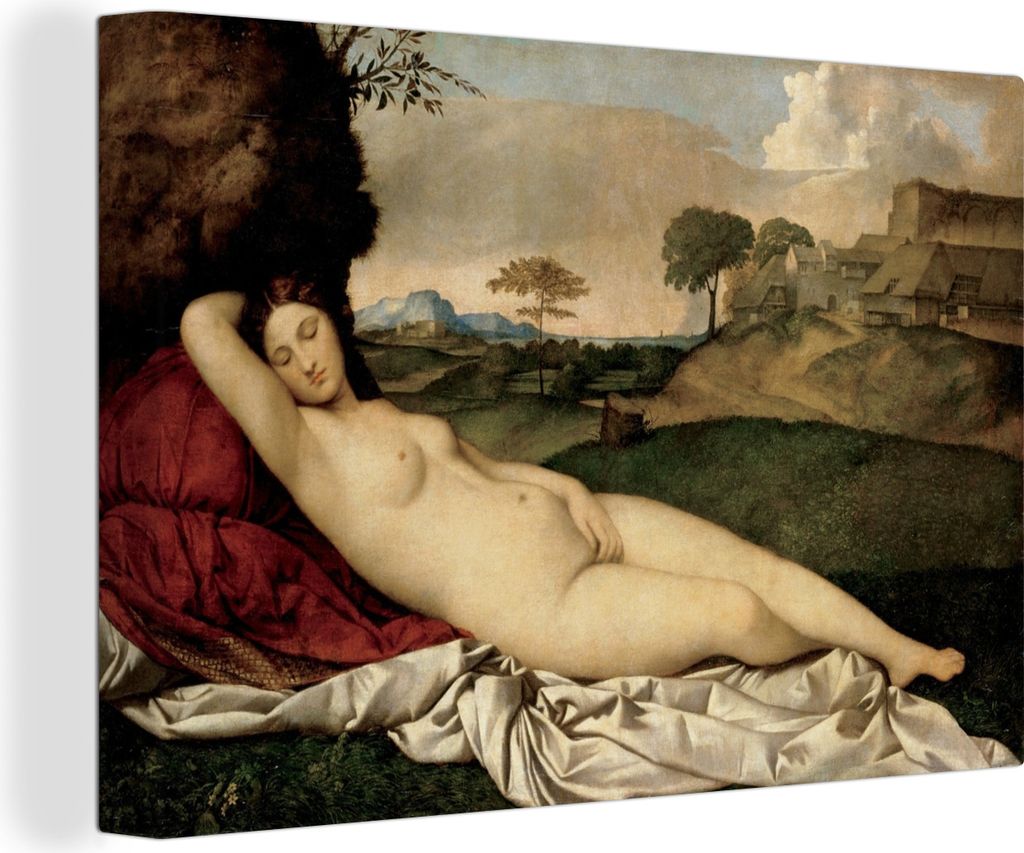 OneMillionCanvasses - Leinwandbilder - 140x90 cm, Die schlafende Venus - Gemälde von Giorgione, Wandbilder Kunstdruck Wanddekoration