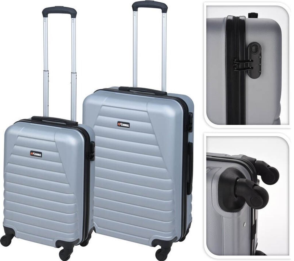 EXCELLENT Reisekoffer auf Rollen 2er Set PROWORLD grau KO-FB5000260