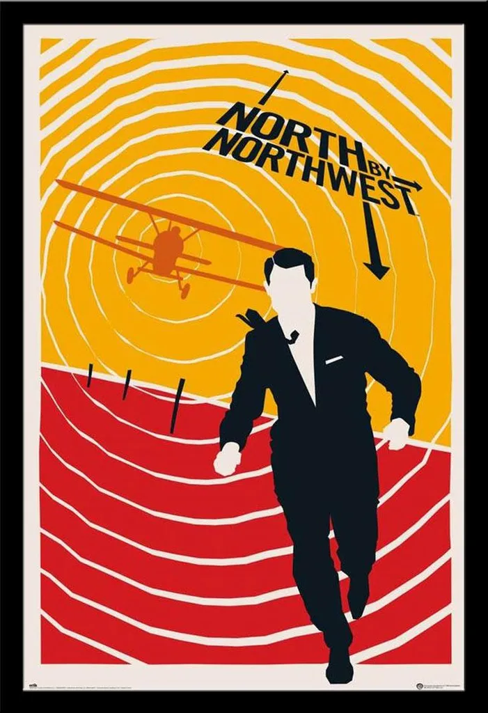 Affiche encadrée North by Northwest Warner Bros 100 ans cadre noir MDF