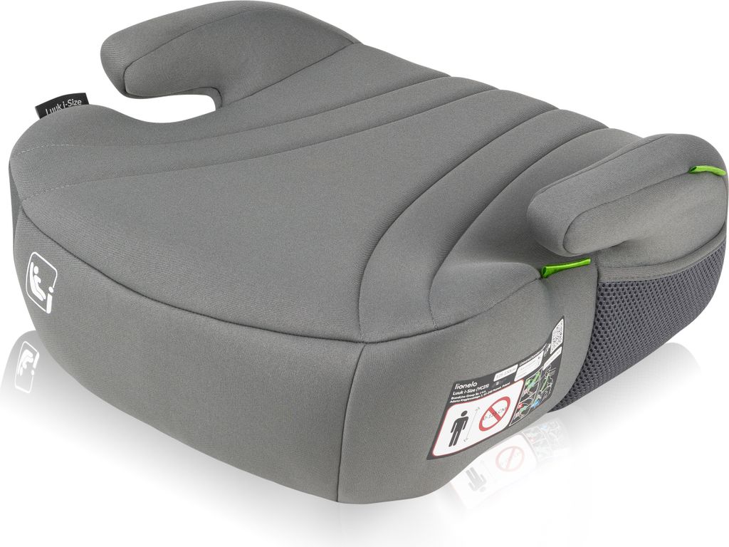 Lionelo Luuk i-Size - Sitzerhöhung, für Kinder ca. 6-12 Jahre, sicherer Kindersitz mit EPE-Schaumstoffpolsterung, Armlehne, abnehmbarer Bezug, Grau