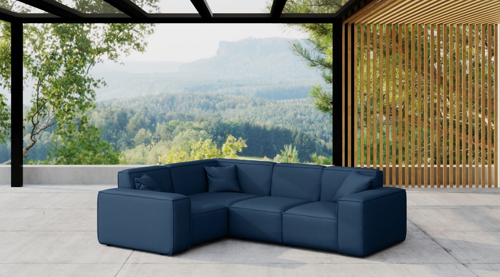 Kaiser Möbel, Gartenmöbel Ecksofa für den Garten MALIBU, die Terrasse, den Hof, gemütliche groß, Gartenmöbel eckcouch, ODYSSEY Marineblau Links