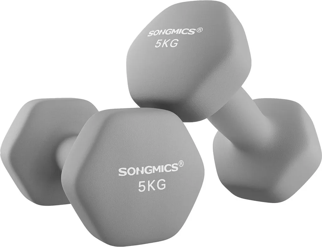 Haltères gris antidérapants lot de 2 avec revêtement confort pour le sport