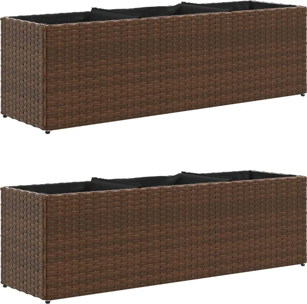 Jardinière facile d'entretien en polyrotin marron 3 pots - Lot de 2