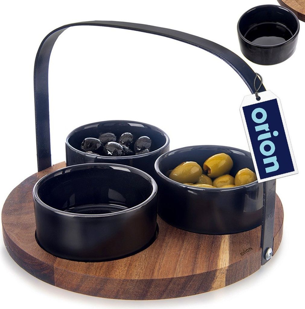Orion Snackschälchen Snackschüssel Dipschälchen Schälchen für Snacks aus Keramik BLACK 130 ml 4-tlg.