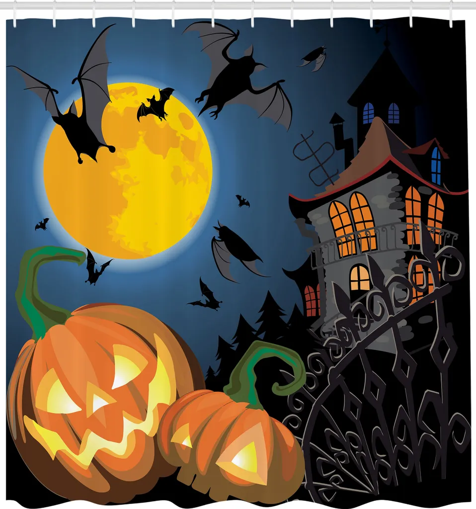 Avezano Tenda Doccia Fantasmi Halloween – Impermeabile 180x180 Cm Con 12 Ganci - 3