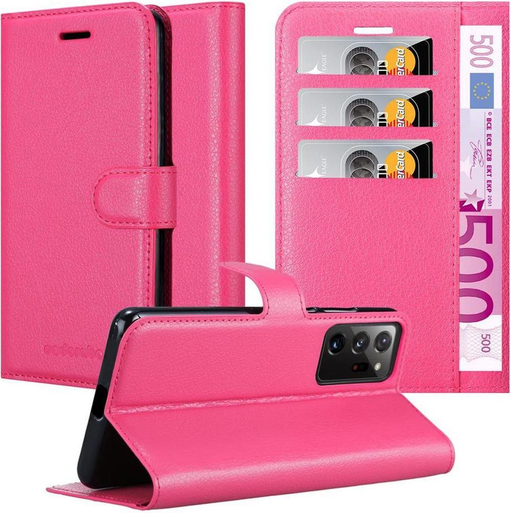 Cadorabo Hülle für Samsung Galaxy NOTE 20 PLUS Schutz Hülle in Pink Handyhülle Etui Case Cover Magnetverschluss