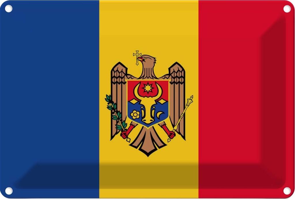 vianmo Blechschild 20x30 cm Moldau Moldova Flagge Fahne Wappen
