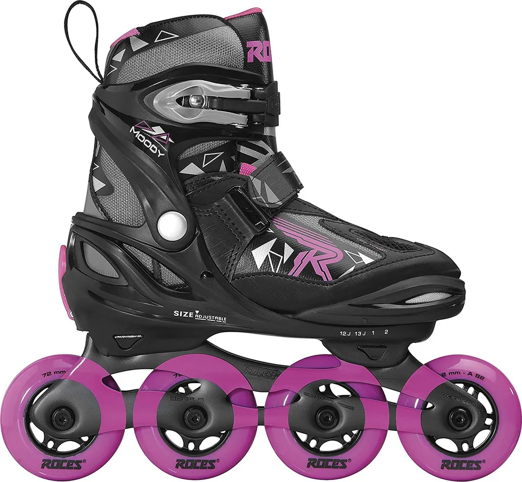 Rollers en Ligne pour Fille Moody Tif Coloris Noir et Rose Pointure 30-35