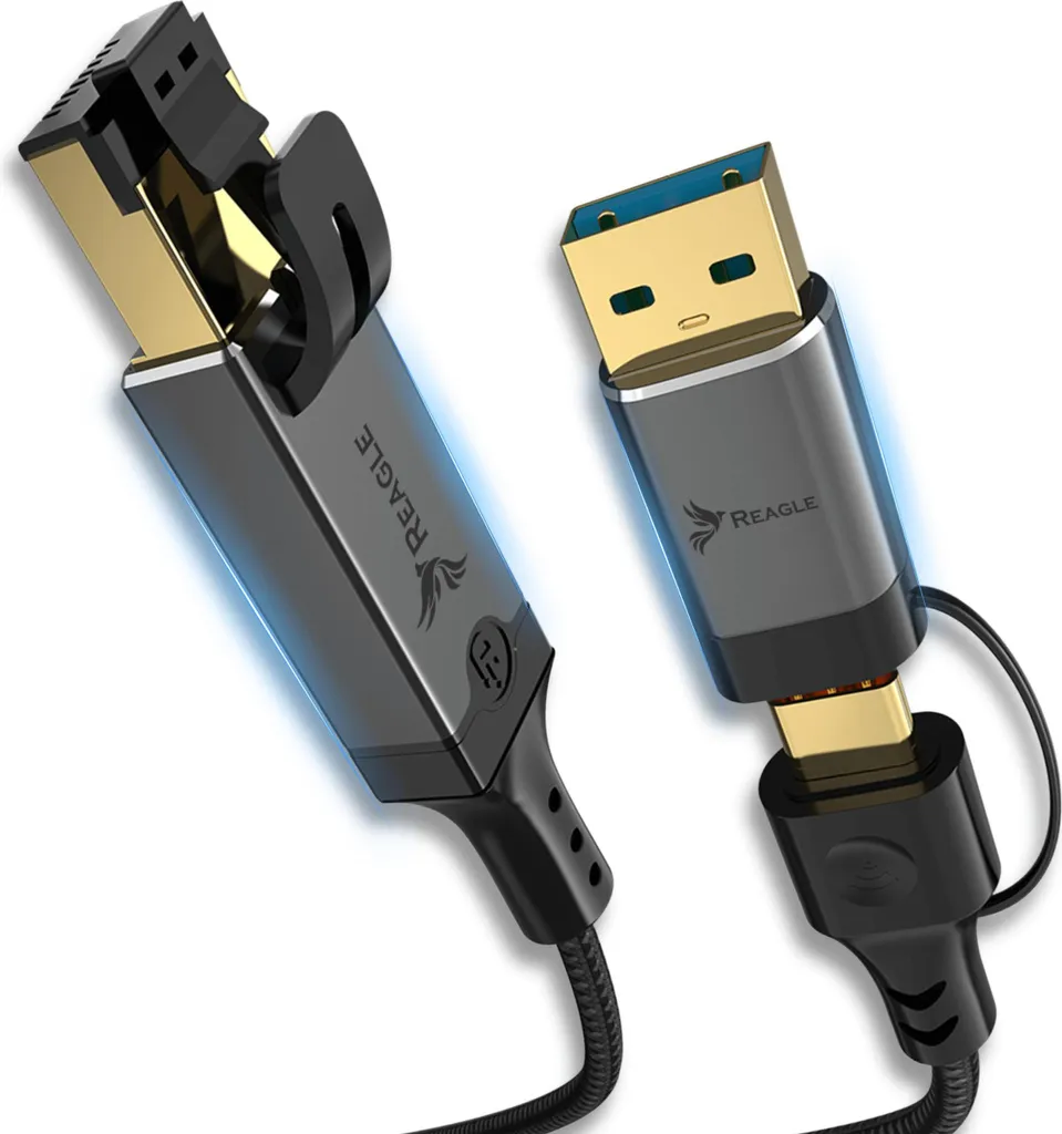 Adattatore LAN Gigabit Reagle USB-C/A 1000Mbps - Cavo 1m
