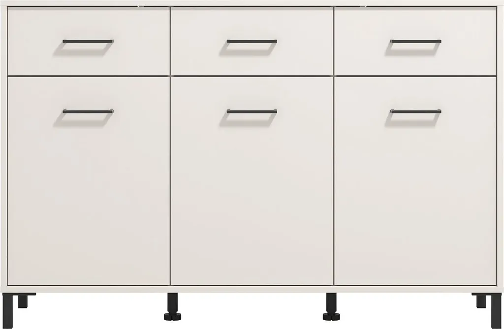 Buffet Blanc Crème 138cm : Solution de Rangement Spacieuse et Design - 5