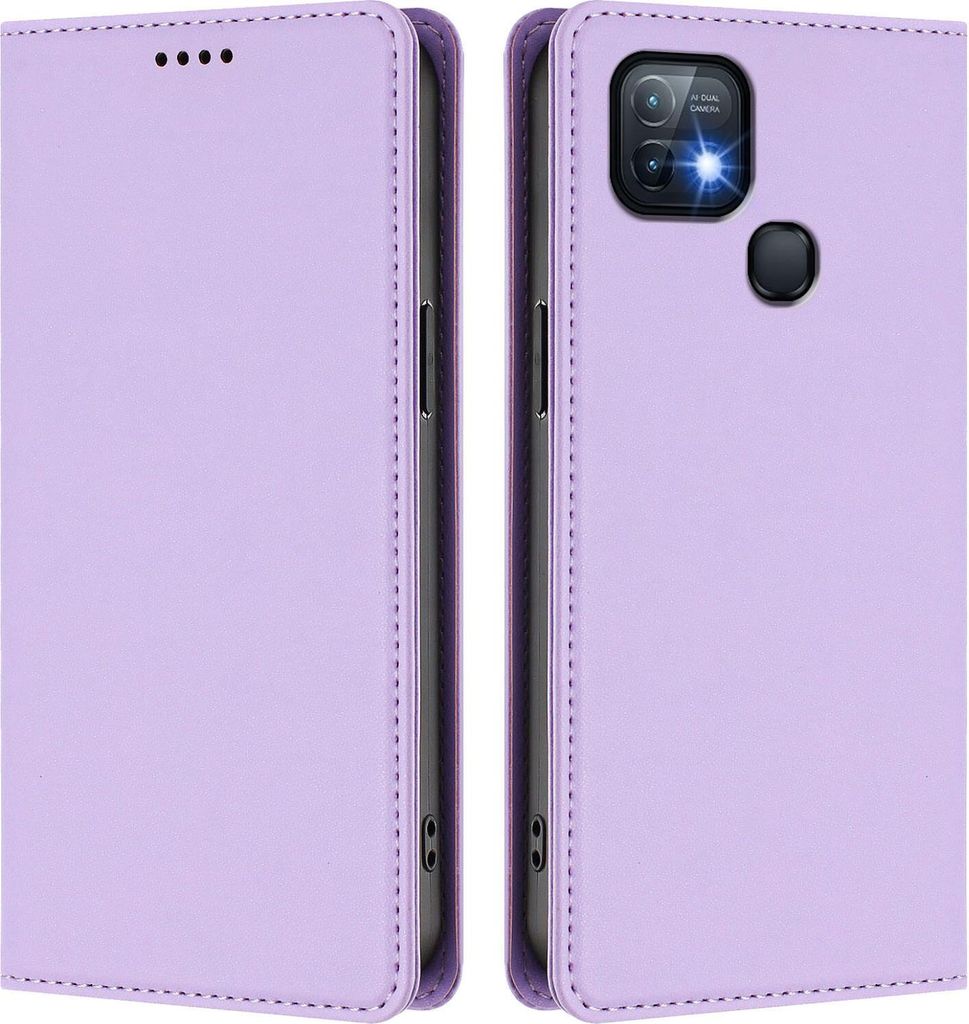 Handyhülle für Infinix Hot 10i, Kunstleder Klapphülle Stoßfeste Magnetische Hülle mit Ständer Violett