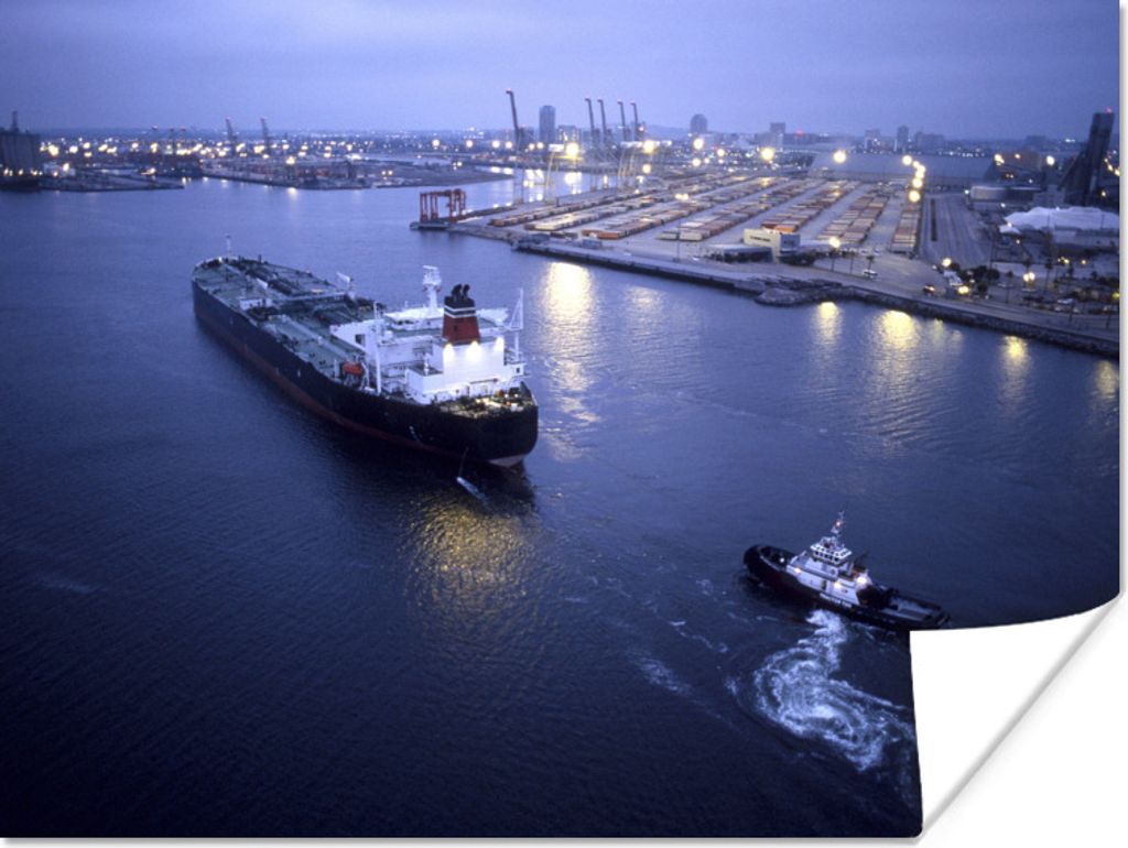 MuchoWow Poster Containerschiff wird von einem Schlepper geschleppt 80x60 cm - Kunst für zu Hause