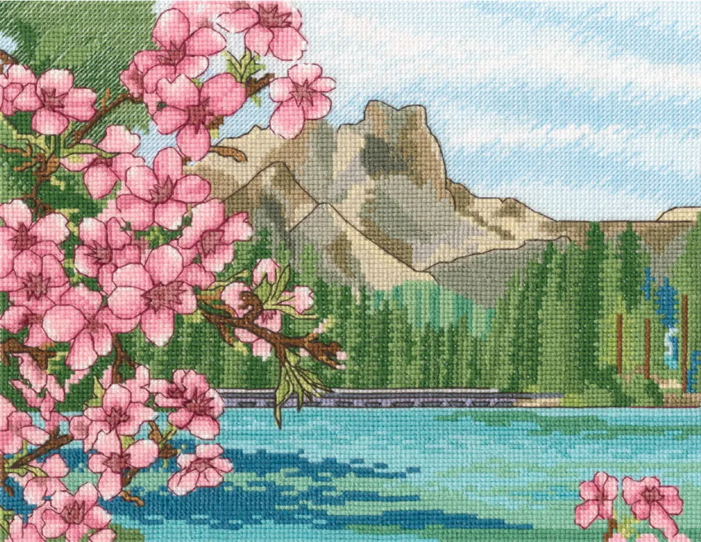 Kit Punto Croce RTO Lago di Montagna 24x18,5 cm | Ricamo DMC Originale