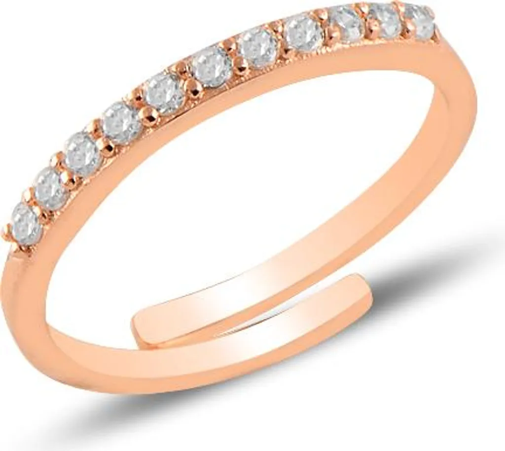 Bague Cadeau Femme Argent 925 Rose Ajustable Sertie d'une Zircone