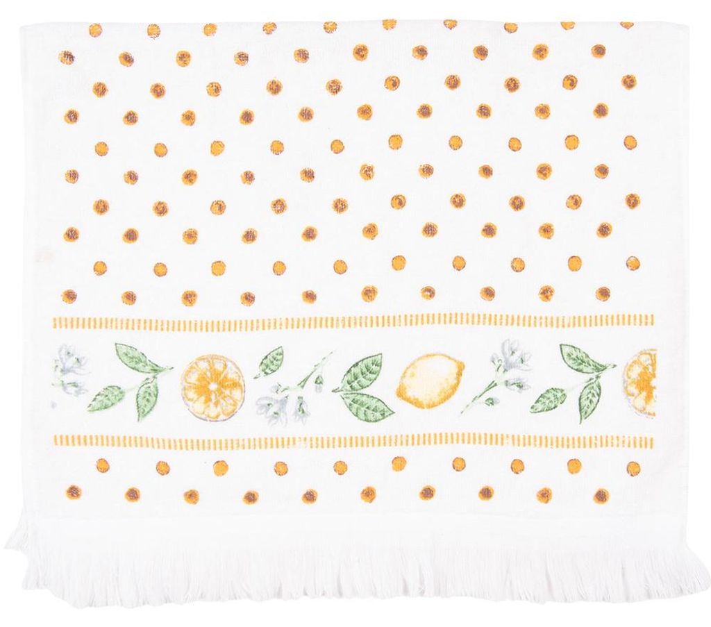 Clayre & Eef Gästehandtuch 40x66 cm Gelb Baumwolle Zitronen Produktbild 