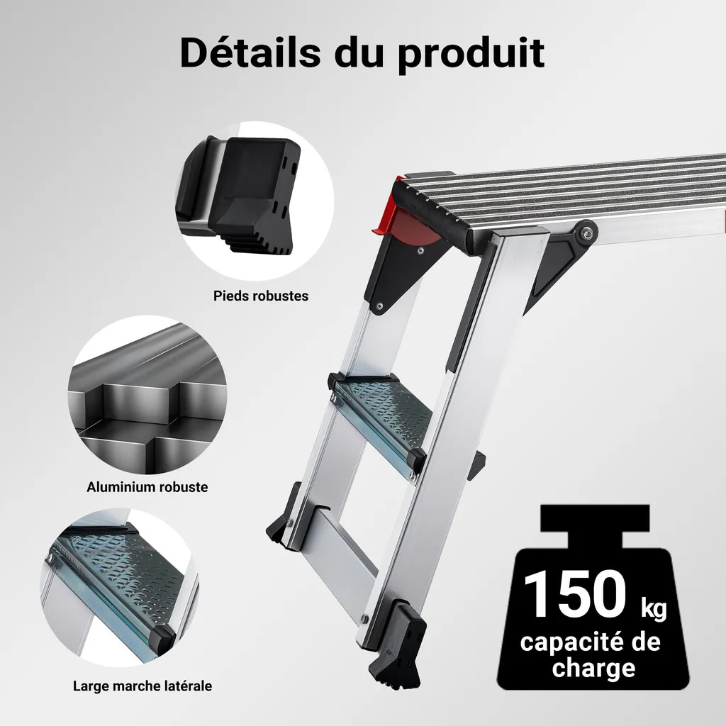 Plateforme Aluminium Antidérapante Wiltec avec Surface de Marche 95x30