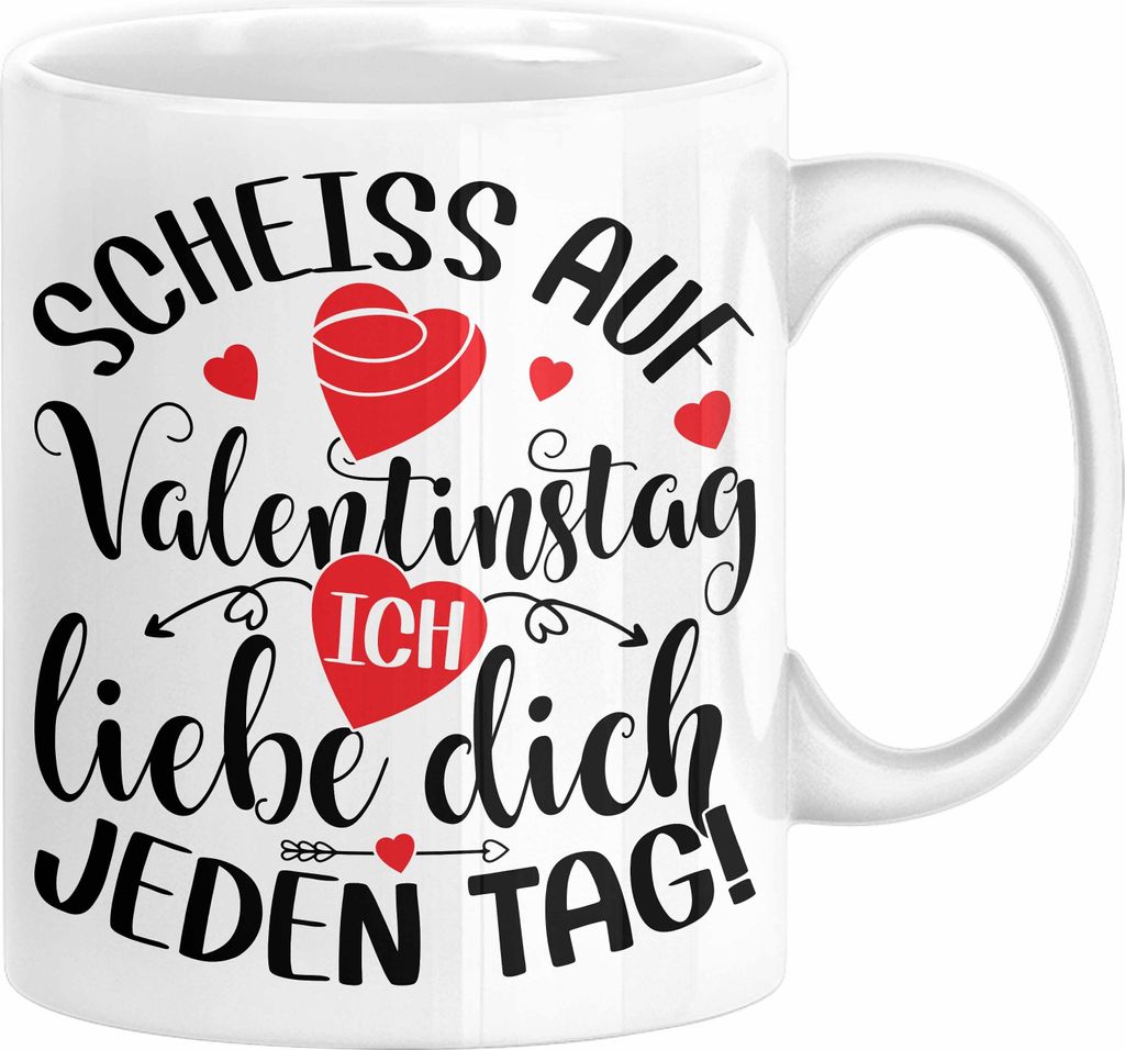 Valentinstag Tasse Geschenk für Ihn Sie Männer Für Paare Freundin Geschenkidee Kaffee-Becher Liebe Ich Liebe dich Jeden Tag (Weiß)