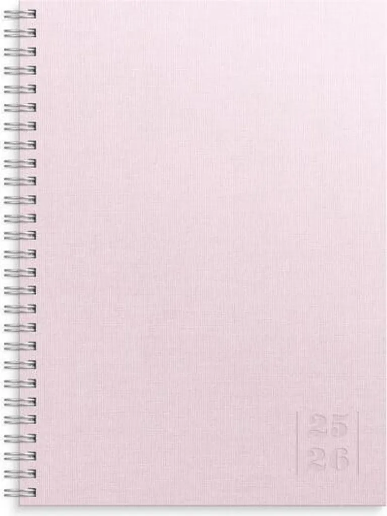 Agenda 2025/2026 A5 en tissu rose Burde Senator avec couverture rigide