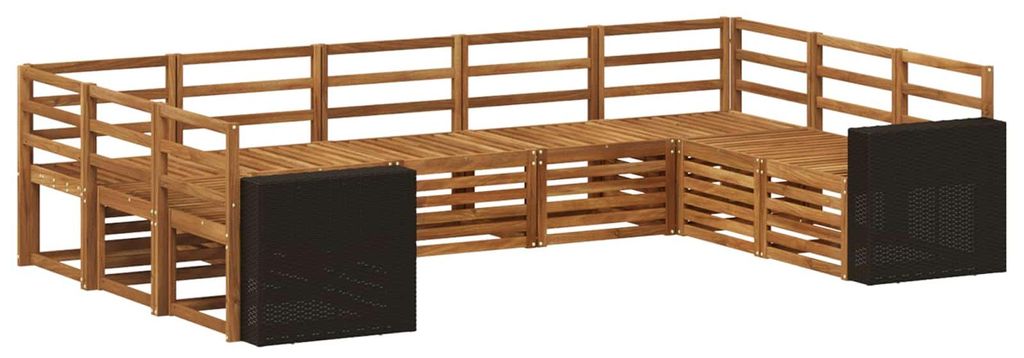vidaXL Ecksofa Set 9 pcs Natur Massivholz Akazie