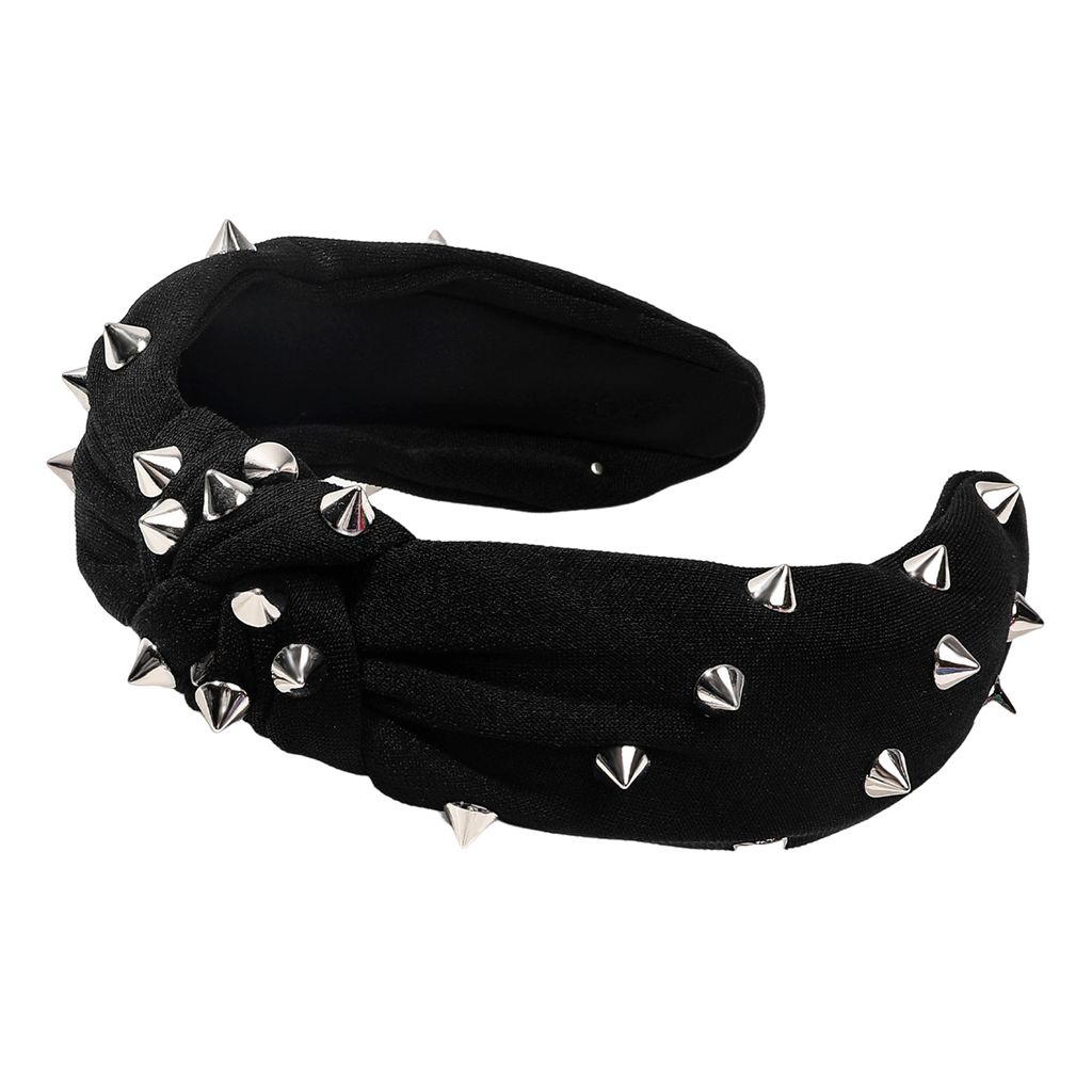 Frauen Haar Hoop Niet Dekor Top Tuch Geknotet Stirnband Biegsamen Breites Haarband Flexible Haar Zubehör Schwarz