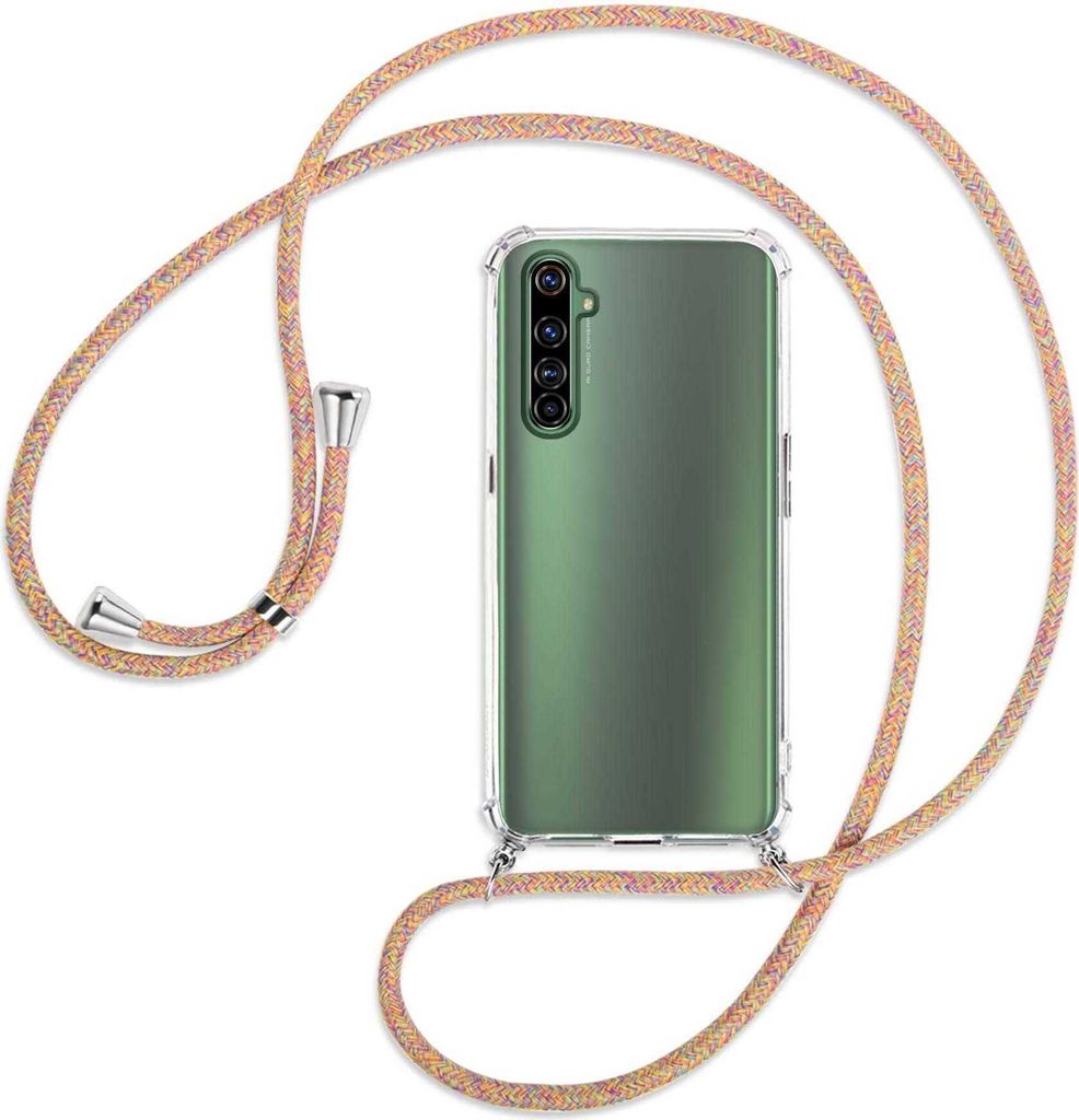 Handykette Backcover-Schutzhülle mit Band (Metall silberfarben) für Realme X50 Pro 5G - Rainbow