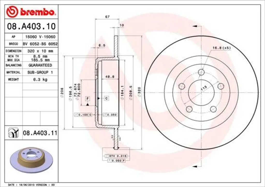 Disque de frein Brembo 08.A403.11 : stoppez les vibrations sur votre 300 C